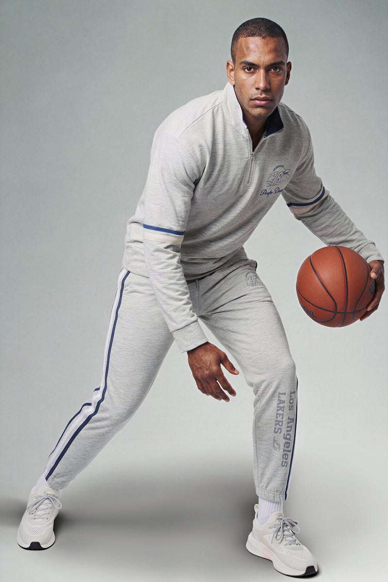 DeFacto Grey Man NBA Los Angeles Lakers Standard Fit Scuba Fabric Jogger Pants Casual - Image 1